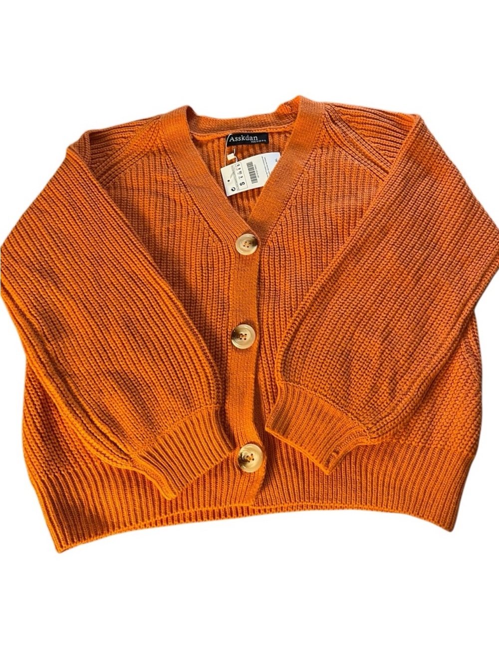 Asskdan Women's V-Neck Button
Down Knit Lantern Sleeves
Cardigan Size Small - Picture 8 of 11